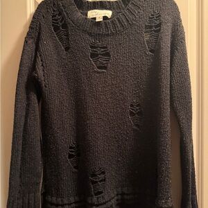 Vintage Havana Black Distressed Crewneck Sweater